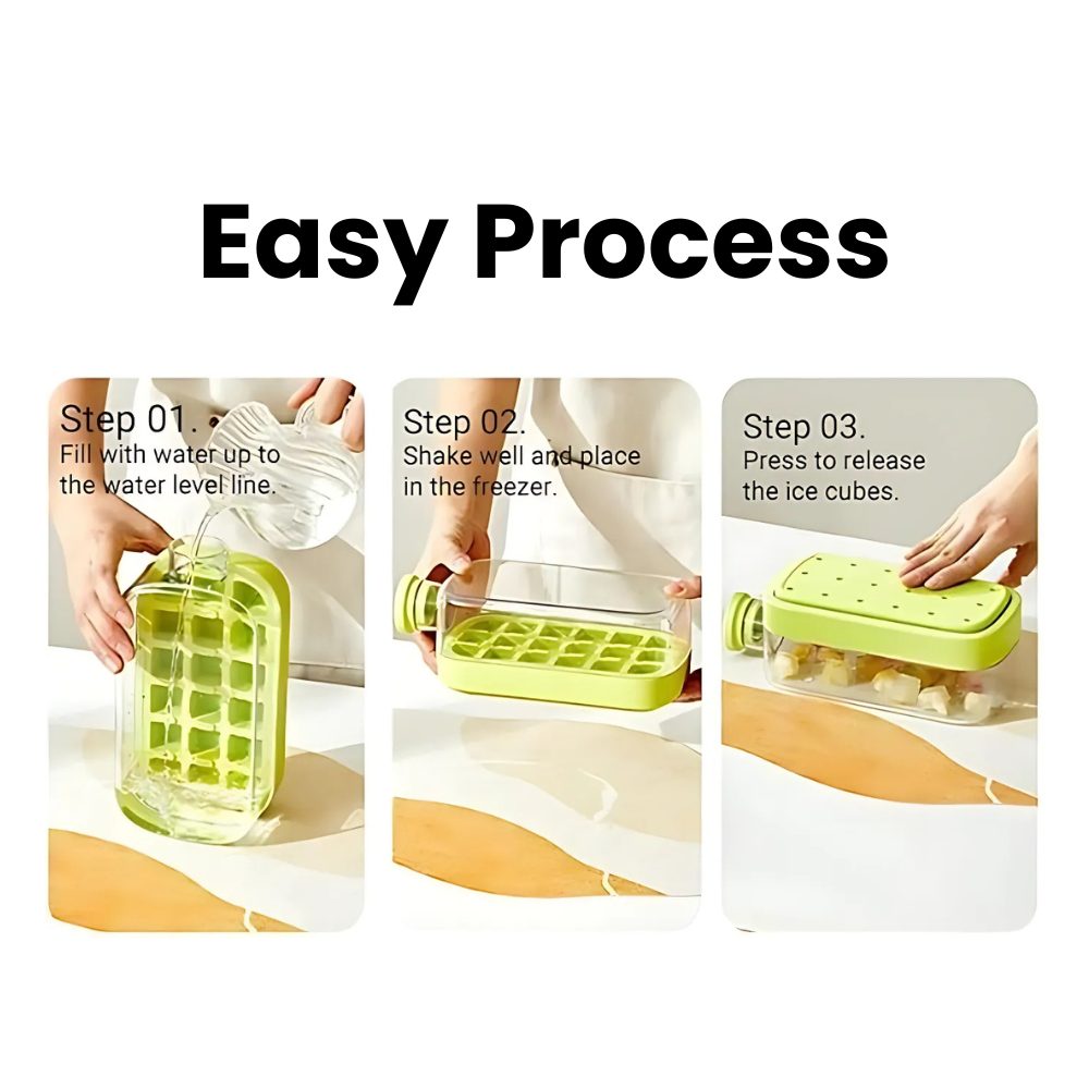 2-in-1 Ice Cube Maker Water Bottle – Portable Ice Cube Tray with Lid, Easy Press, BPA-Free ( Multicolor )