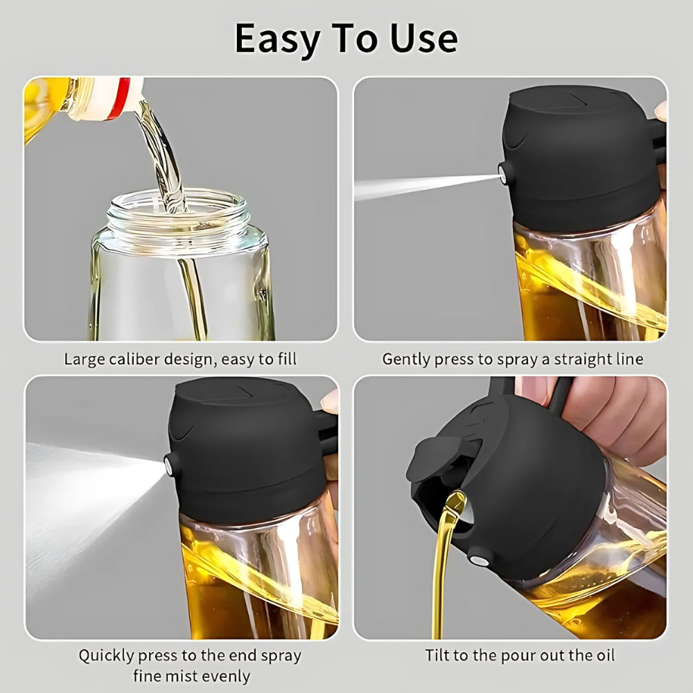 500ML Glass Oil Spray Bottle – Food Grade 2-in-1 Oil Dispenser for Air Fryer, Oven & Cooking (Multicolor)