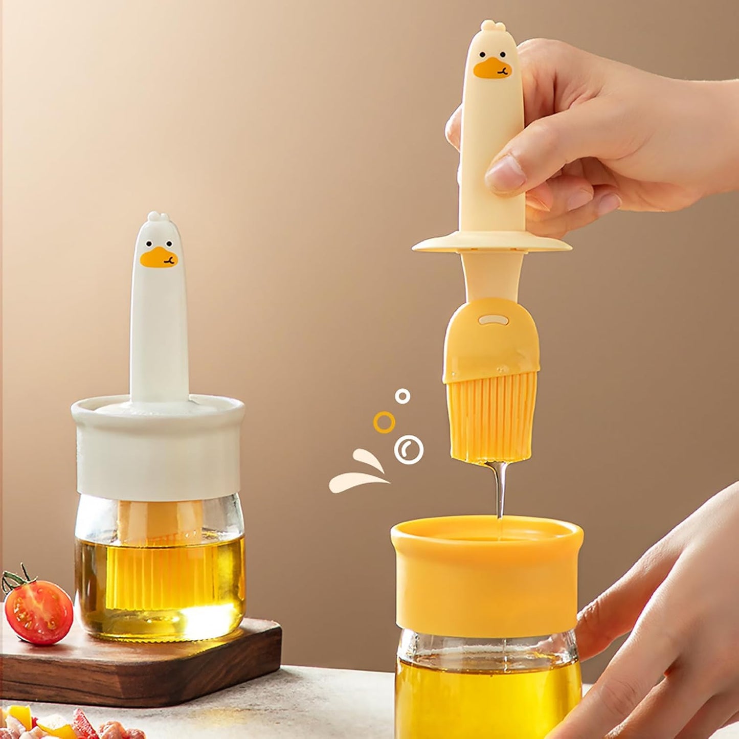 Glass Oil Dispenser Bottle with Silicone Brush – BBQ, Air Fryer, Baking ( Multicolor )