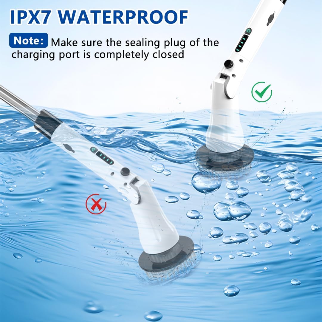 9-in-1 Electric Cleaning Brush – All-in-One Waterproof Scrubber with 4 Attachments