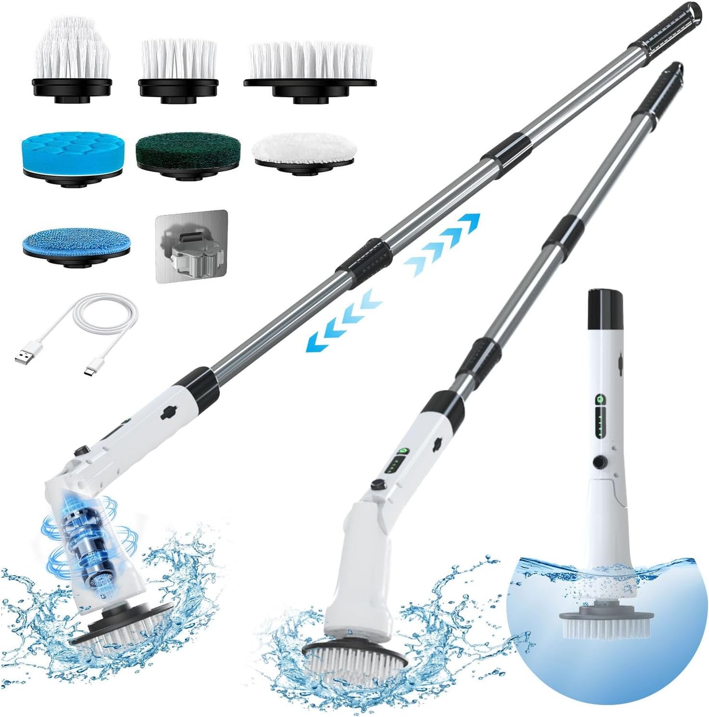 9-in-1 Electric Cleaning Brush – All-in-One Waterproof Scrubber with 4 Attachments