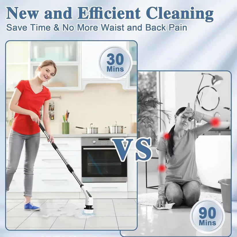 9-in-1 Electric Cleaning Brush – All-in-One Waterproof Scrubber with 4 Attachments