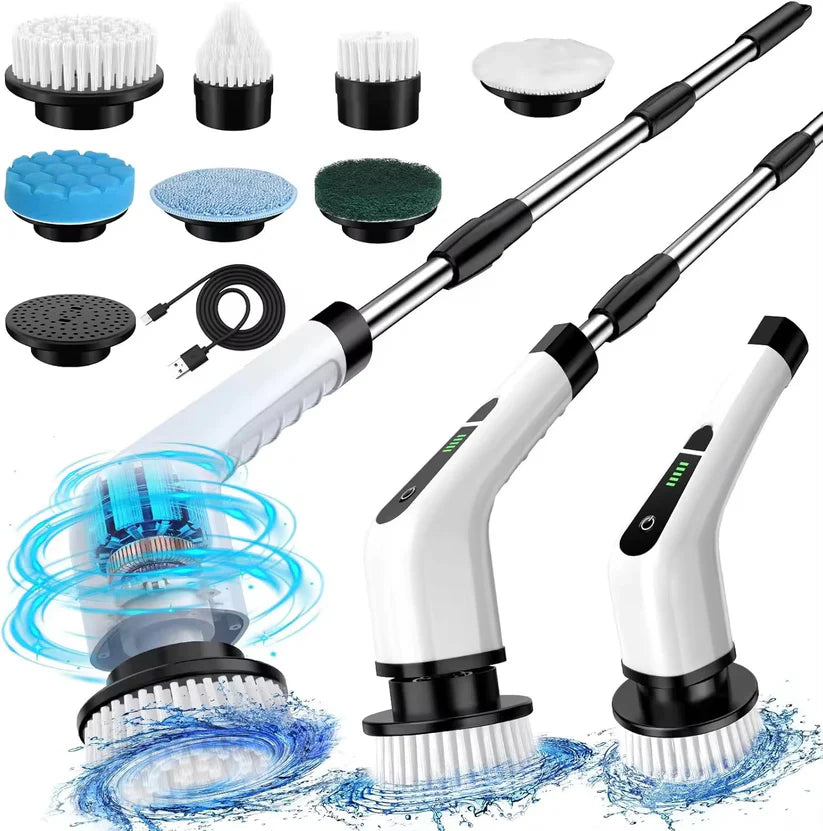 9-in-1 Electric Cleaning Brush – All-in-One Waterproof Scrubber with 4 Attachments