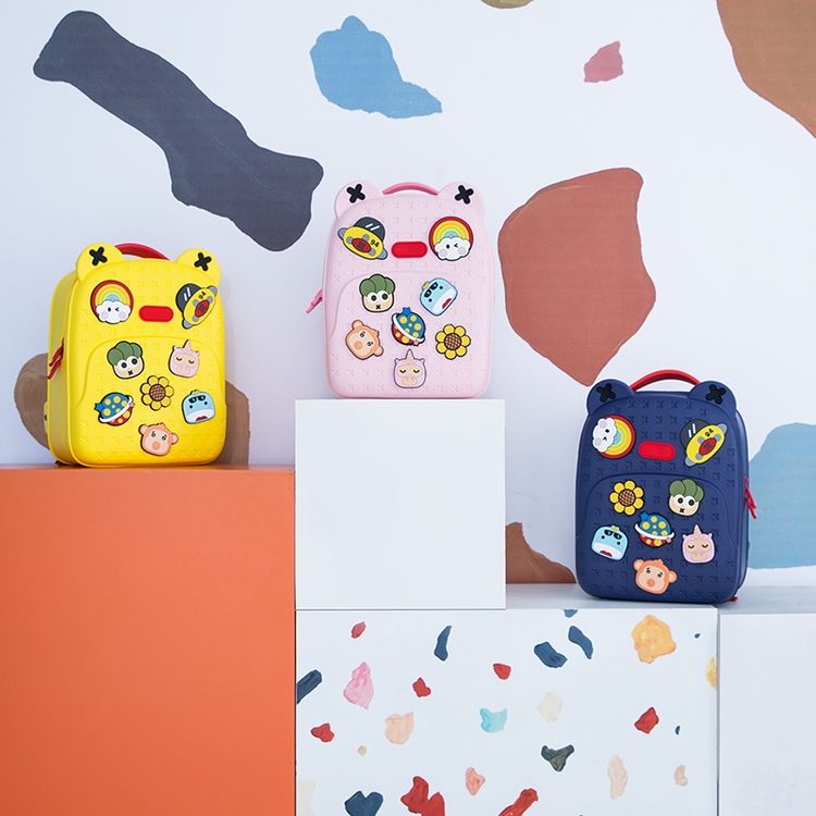 Eco-Friendly Cute Kids Backpack with DIY Snap Buttons & Cartoon Charms β Large Capacity, Durable & Soft