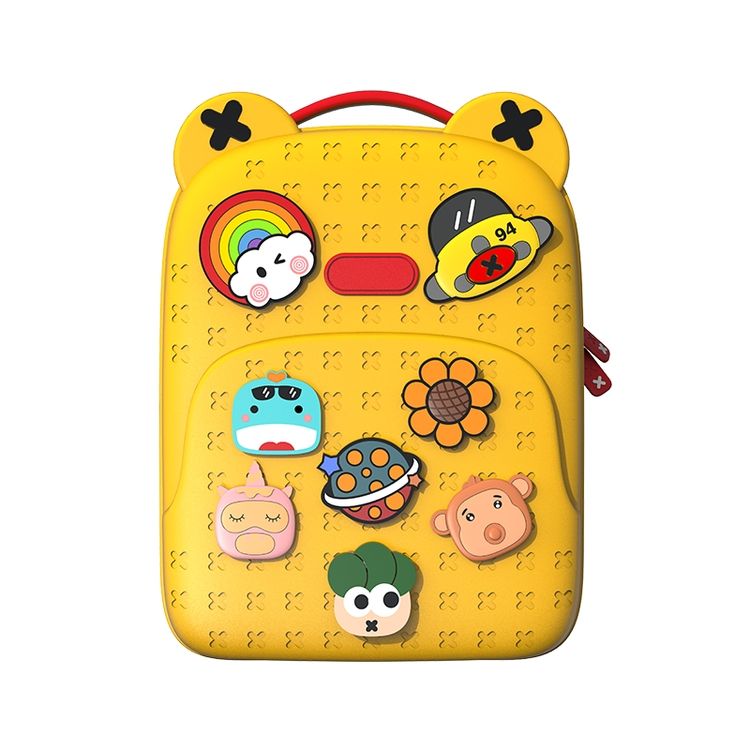 Eco-Friendly Cute Kids Backpack with DIY Snap Buttons & Cartoon Charms β Large Capacity, Durable & Soft