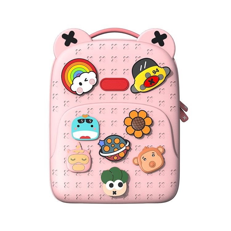 Eco-Friendly Cute Kids Backpack with DIY Snap Buttons & Cartoon Charms β Large Capacity, Durable & Soft
