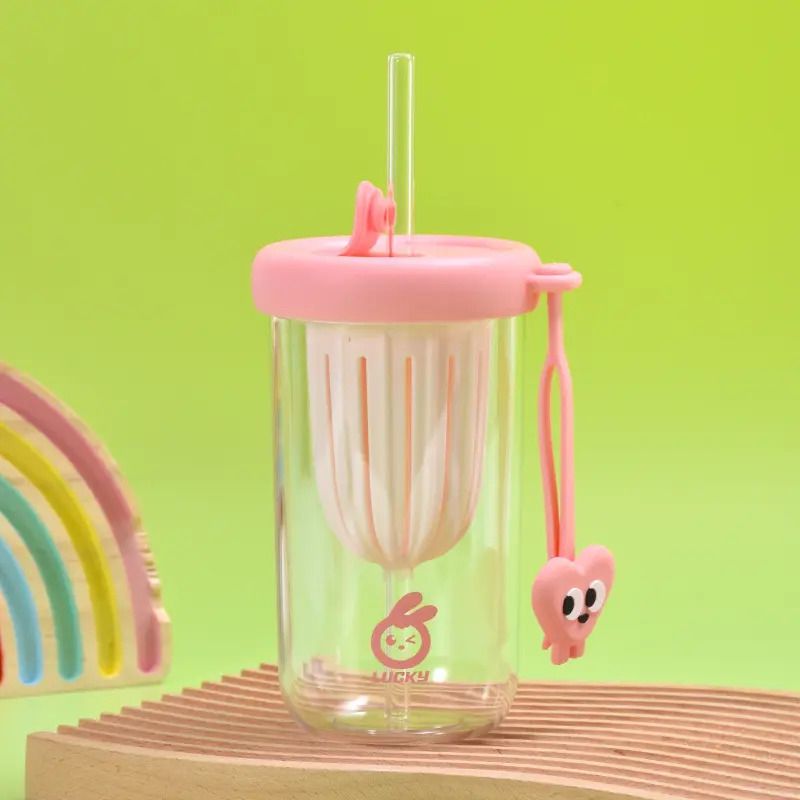 Sipper Mug – Lemon Cold Extraction Glass Tumbler with Straw & Lid | Travel-Friendly Drink Cup (Pack of 2)