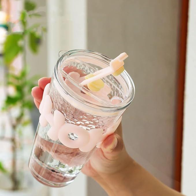 HOHO Glass Straw Cup – 530ml Iced Drink Tumbler with Lid, Reusable Straw & Silicone Sleeve | Summer Ice Cup