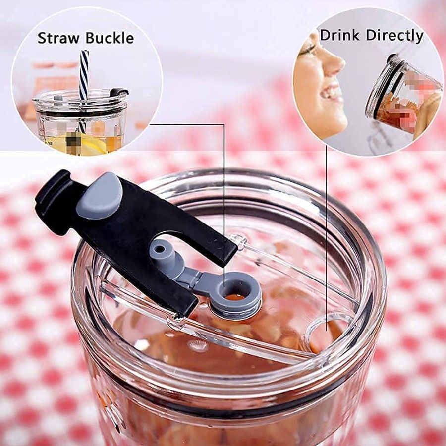 Dolphin Cartoon Glass Mug – 470ml Transparent Kids Tumbler with Straw | Fun Design for Boys & Girls
