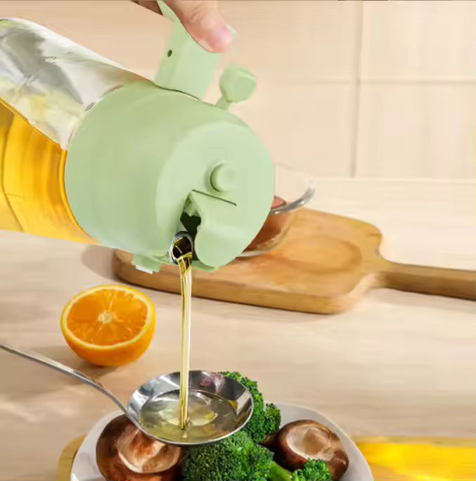 500ML Glass Oil Spray Bottle – Food Grade 2-in-1 Oil Dispenser for Air Fryer, Oven & Cooking (Multicolor)