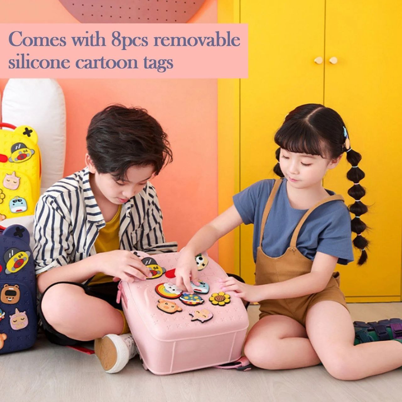 Eco-Friendly Cute Kids Backpack with DIY Snap Buttons & Cartoon Charms β Large Capacity, Durable & Soft