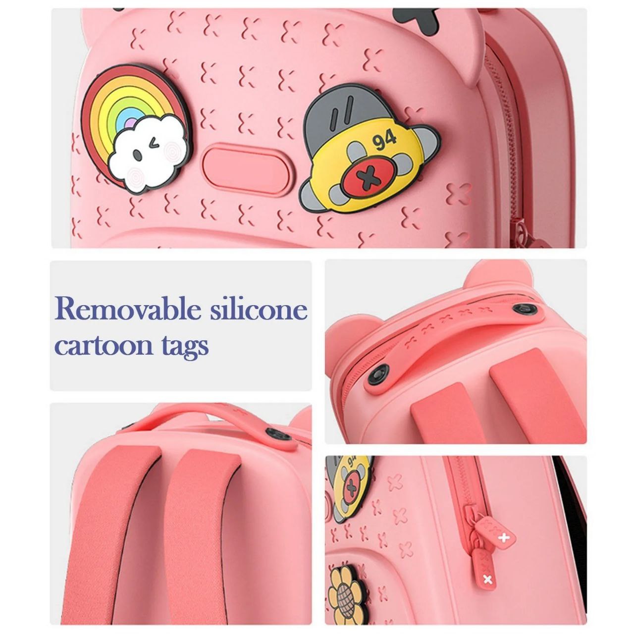 Eco-Friendly Cute Kids Backpack with DIY Snap Buttons & Cartoon Charms β Large Capacity, Durable & Soft