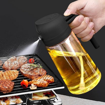 500ML Glass Oil Spray Bottle – Food Grade 2-in-1 Oil Dispenser for Air Fryer, Oven & Cooking (Multicolor)