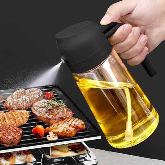 500ML Glass Oil Spray Bottle – Food Grade 2-in-1 Oil Dispenser for Air Fryer, Oven & Cooking (Multicolor)