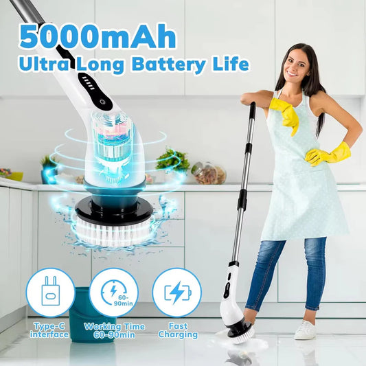 9-in-1 Electric Cleaning Brush – All-in-One Waterproof Scrubber with 4 Attachments