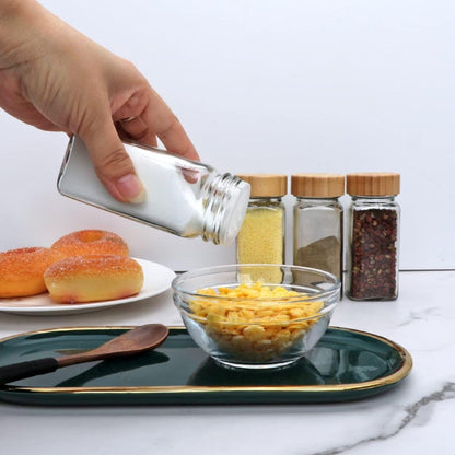 Glass Spice Jars With Bamboo Lids (120 ML) - Free Spice Label Stickers