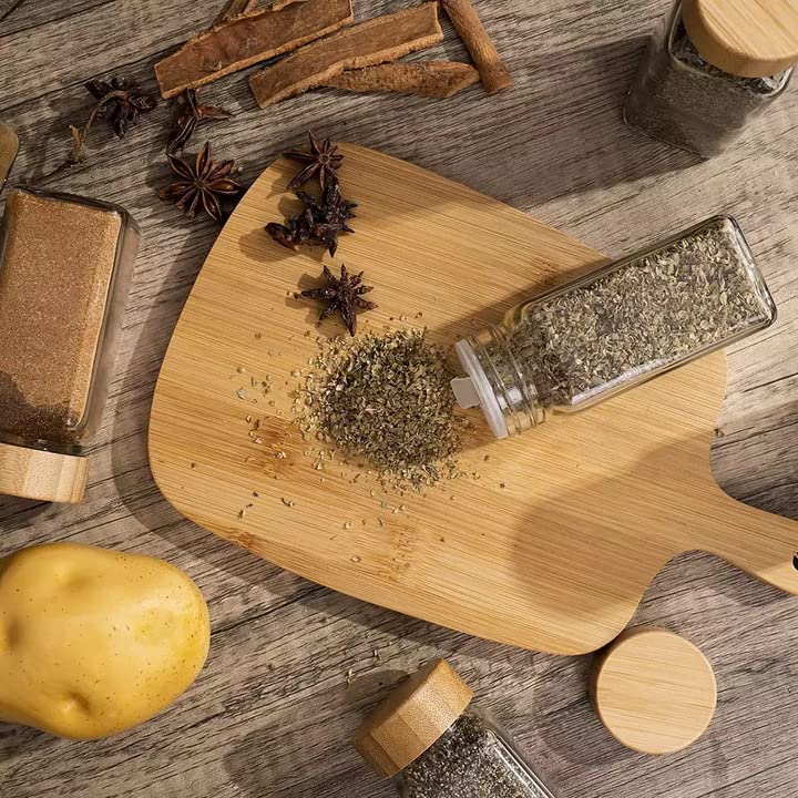 Glass Spice Jars With Bamboo Lids (120 ML) - Free Spice Label Stickers