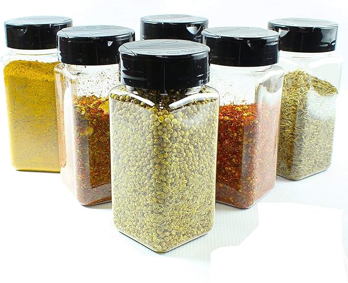 Glass Spice Jar – Square Design with Two-Sided Shaker & Pour Lid