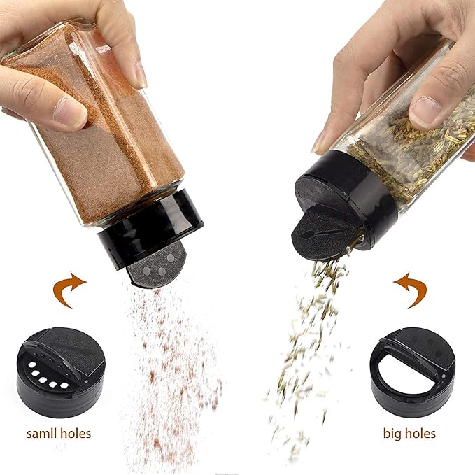 Glass Spice Jar – Square Design with Two-Sided Shaker & Pour Lid