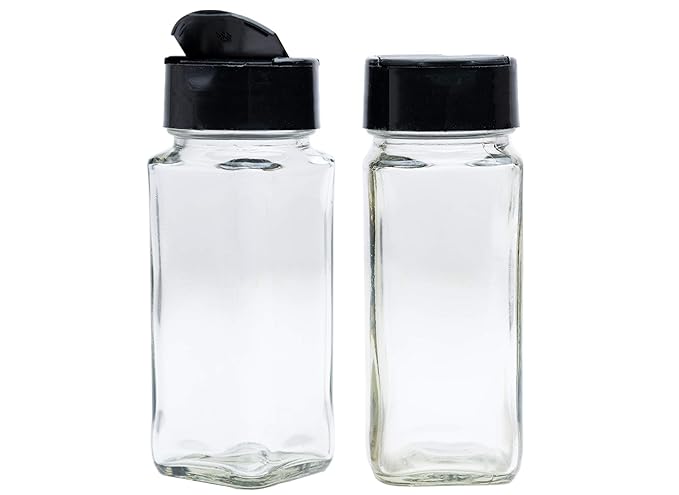 Glass Spice Jar – Square Design with Two-Sided Shaker & Pour Lid