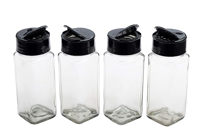 Glass Spice Jar – Square Design with Two-Sided Shaker & Pour Lid