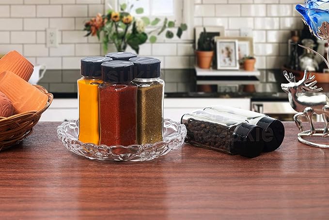 Glass Spice Jar – Square Design with Two-Sided Shaker & Pour Lid