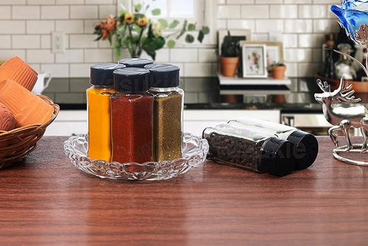 Glass Spice Jar – Square Design with Two-Sided Shaker & Pour Lid