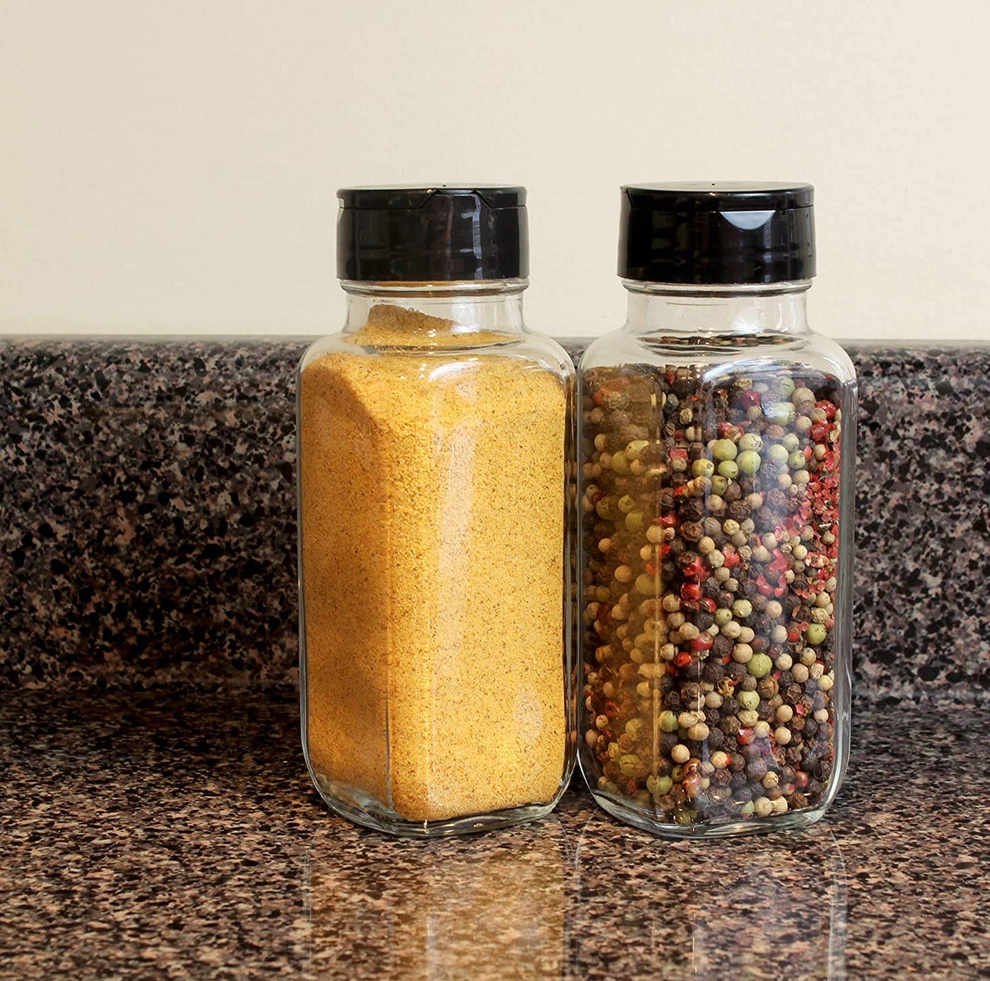 Glass Spice Jar – Square Design with Two-Sided Shaker & Pour Lid