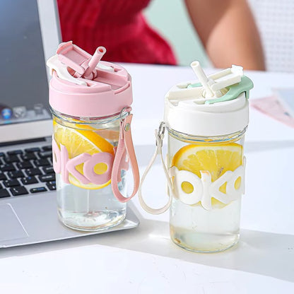 550ml KOKO Glass Sipper Bottle Mug – Durable Food-Grade Glass for Hot & Cold Drinks