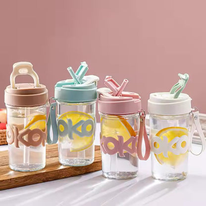 550ml KOKO Glass Sipper Bottle Mug – Durable Food-Grade Glass for Hot & Cold Drinks