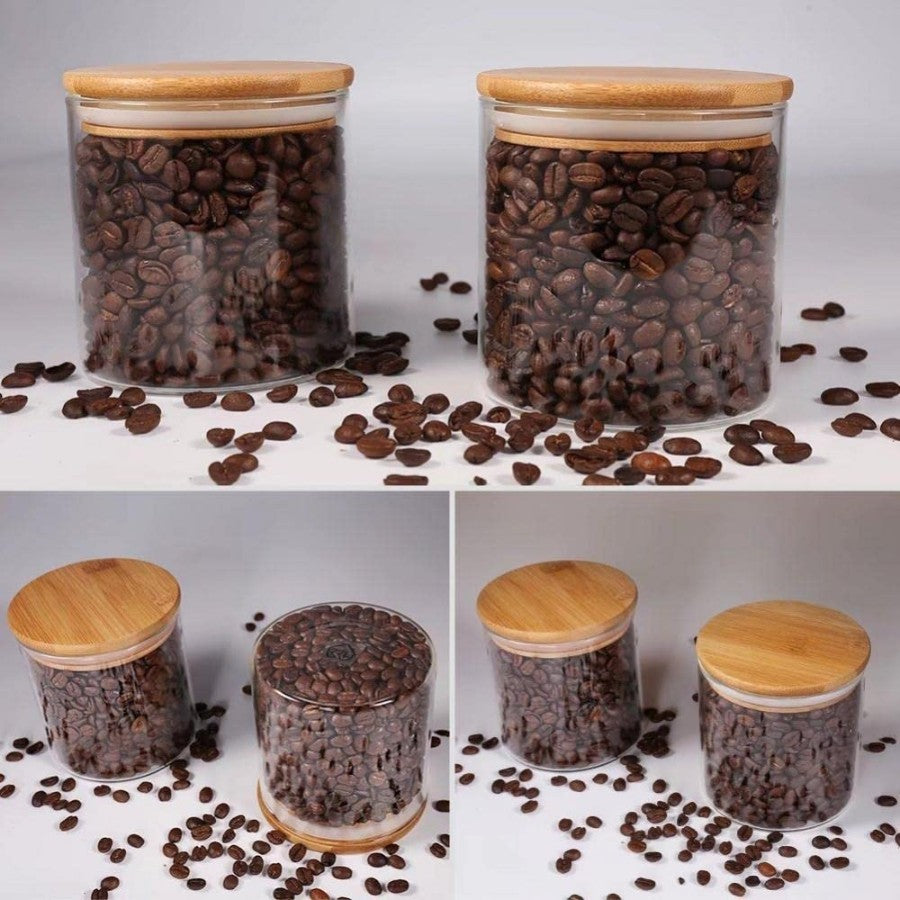 500ml Glass Jar with Wooden Lid – Set of 2 | Airtight Food Storage