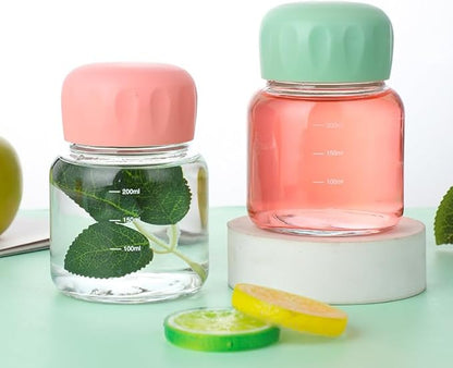 PANGPANG Glass Water Bottle – 200ml Fatty Juice Bottle with Leak-Proof Screw Lid | Borosilicate Glass & Silicone Seal (Set of 3)