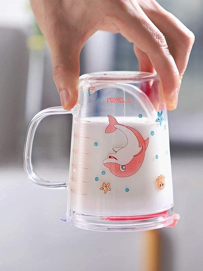 Dolphin Glass Coffee Mug – 370ml Tumbler with Lid & Straw for Coffee, Tea, Juice, and Smoothies